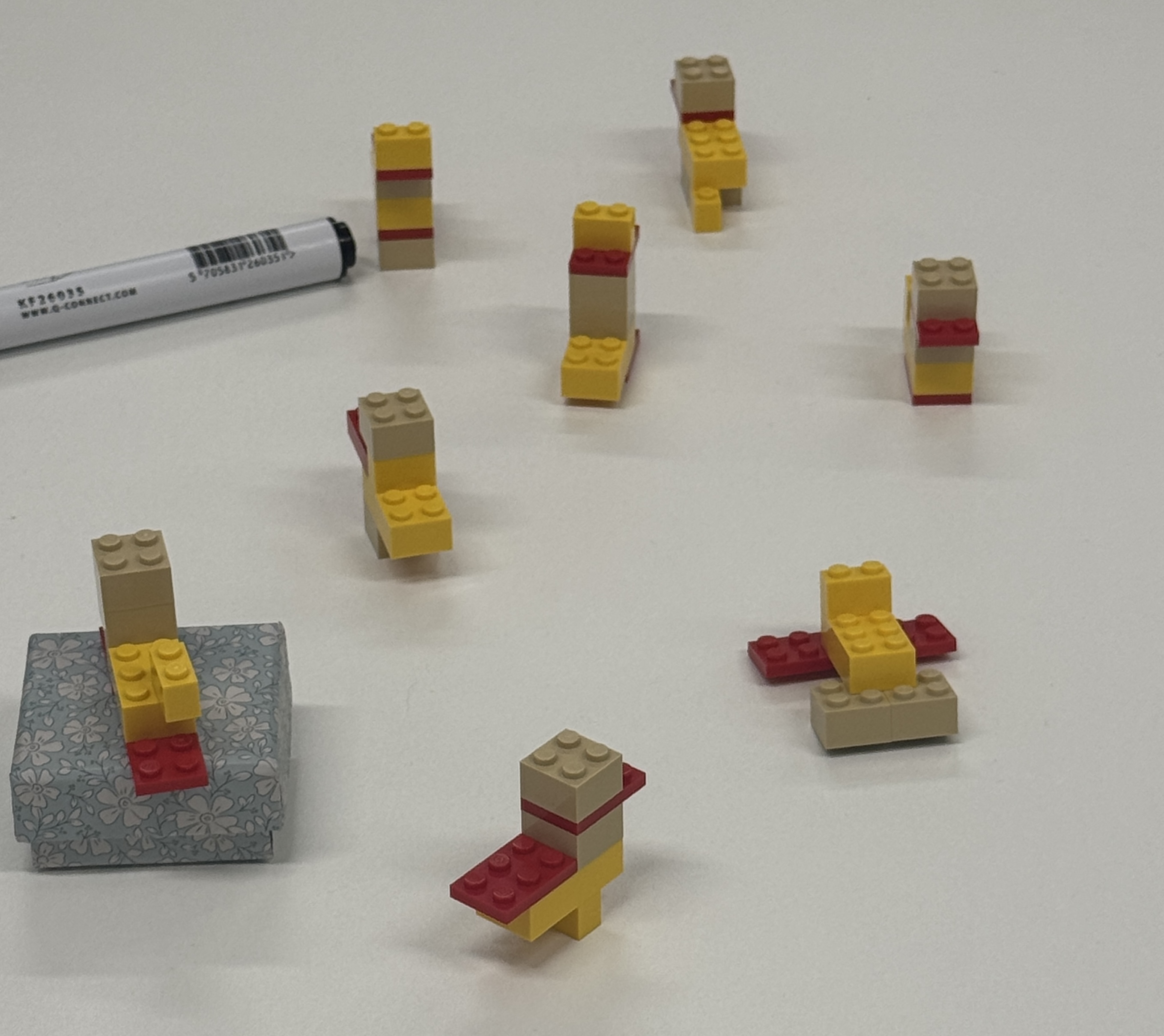 LEGO ducks built during a creative thinking workshop
