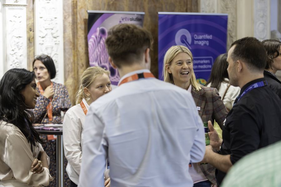 Attendees chatting at the summit